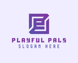 Purple Gaming Letter E logo design