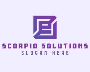 Purple Gaming Letter E logo design