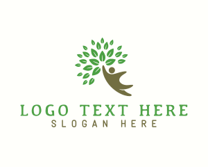 Vegan - Natural Human Leaves logo design