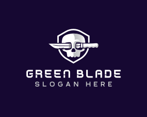 Skull Blade Knife logo design