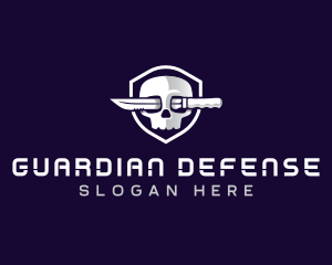 Self Defense - Skull Blade Knife logo design