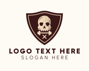 Barbell - Pirate Skull Fitness Barbell logo design