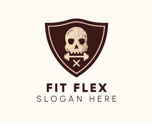 Skull - Pirate Skull Fitness Barbell logo design