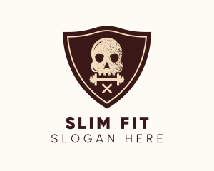 Pirate Skull Fitness Barbell logo design