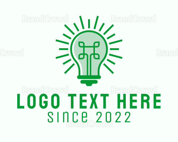 Green Digital Light Bulb Logo