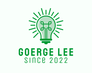 Electrical - Green Digital Light Bulb logo design
