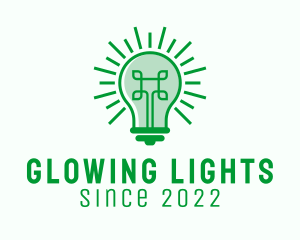 Green Digital Light Bulb  logo design