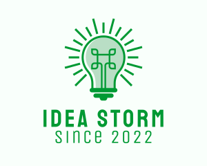 Green Digital Light Bulb  logo design