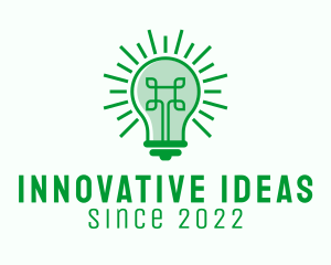 Green Digital Light Bulb  logo design