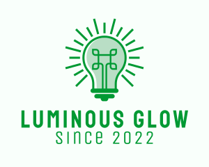 Illuminated - Green Digital Light Bulb logo design