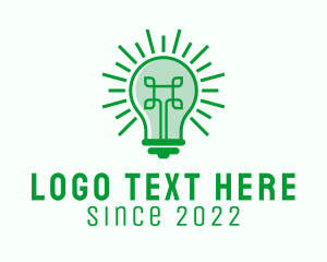Bright - Green Digital Light Bulb logo design