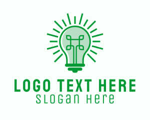 Green Digital Light Bulb  Logo