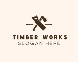 Carpentry Woodcutting  Tools logo design