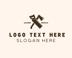 Logging - Carpentry Woodcutting  Tools logo design