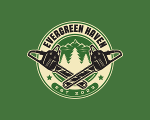 Trees - Chainsaw Forest Logger logo design
