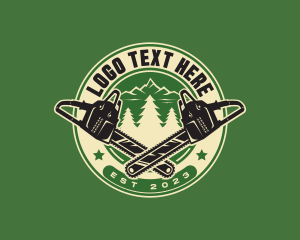 Equipment - Chainsaw Forest Logger logo design