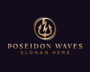Poseidon - Lightning Thunder Trident logo design