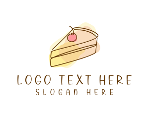 Doodle - Cherry Cake Slice logo design