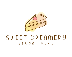 Cherry Cake Slice logo design