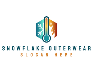 Temperature Fire Snowflake logo design