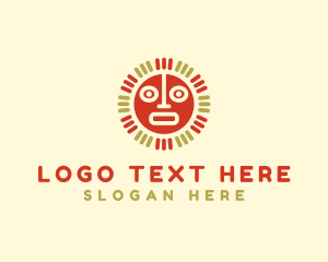 Traditional - Mayan Sun Mask logo design