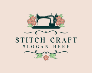 Sewing - Floral Sewing Machine logo design