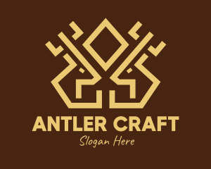 Antlers - Minimal Symmetrical Deer Antlers logo design