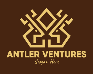 Antler - Minimal Symmetrical Deer Antlers logo design