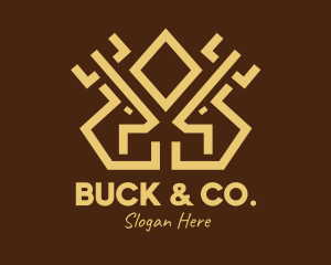 Minimal Symmetrical Deer Antlers logo design