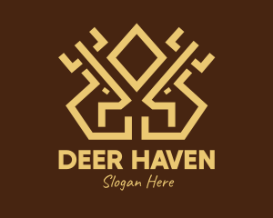 Minimal Symmetrical Deer Antlers logo design