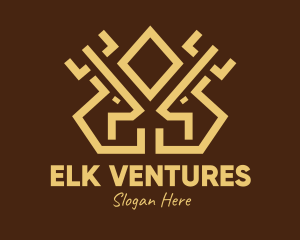Elk - Minimal Symmetrical Deer Antlers logo design