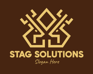 Stag - Minimal Symmetrical Deer Antlers logo design