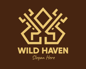 Minimal Symmetrical Deer Antlers logo design