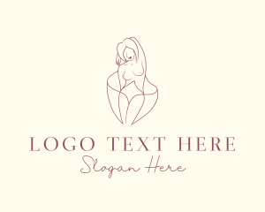 Line Art - Flower Nude Sexy Woman logo design