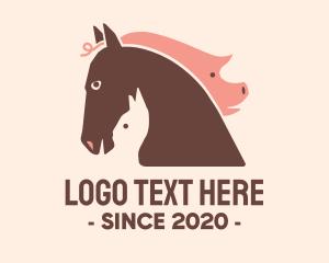 Slaughterhouse - Farm Barn Animal Heads logo design