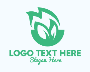 Resource - Green Leaf Fire logo design
