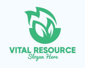 Resource - Green Leaf Fire logo design