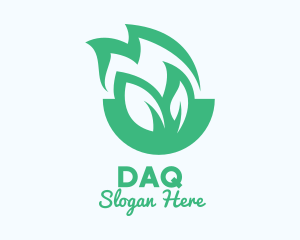 Negative Space - Green Leaf Fire logo design