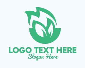 Utility - Green Leaf Fire logo design