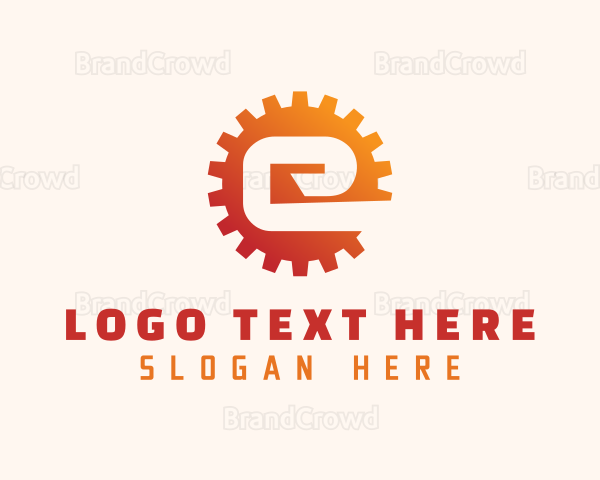 Mechanical Cog Gear Letter E Logo