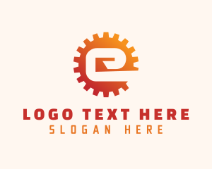 Cogwheel - Mechanical Cog Gear Letter E logo design