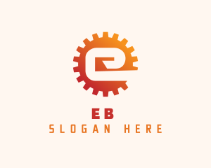 Mechanical Cog Gear Letter E Logo