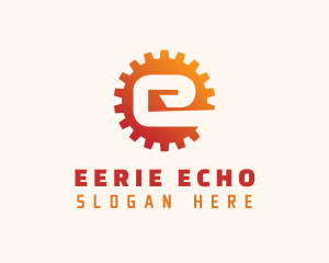 Mechanical Cog Gear Letter E logo design