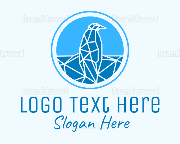 Blue Geometric Penguin Logo