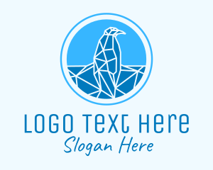 Ice - Blue Geometric Penguin logo design