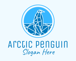 Blue Geometric Penguin  logo design