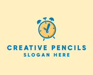 Pencil Alarm Clock  logo design