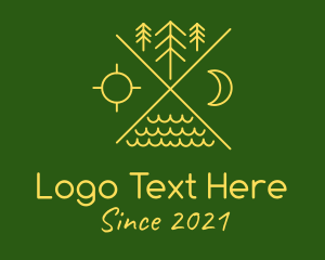 Hiking - Golden Camp Symbol logo design