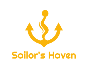 Yellow Anchor Wavy logo design