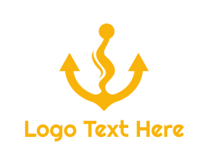Ocean - Yellow Anchor Wavy logo design